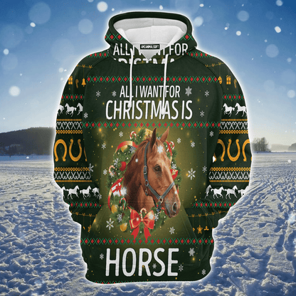 Horse Xmas Premium Christmas Hoodie, All I Want For Christmas Horse Unisex Hoodie For Men & Women - Perfect Gift For Christmas, Horse Lovers