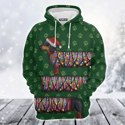 Dachshund Xmas Premium Christmas Hoodie, Dachshund Lights Christmas Unisex Hoodie For Men & Women - Perfect Gift For Christmas, Dachshund Lovers
