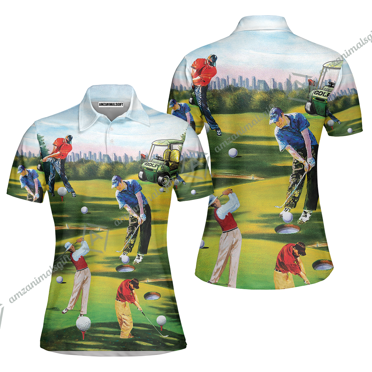 Golf Men Long Polo Shirt - Golf Men, Golf Cart Long Polo Shirt - Perfect Gift For Men & Women, Golf Lover