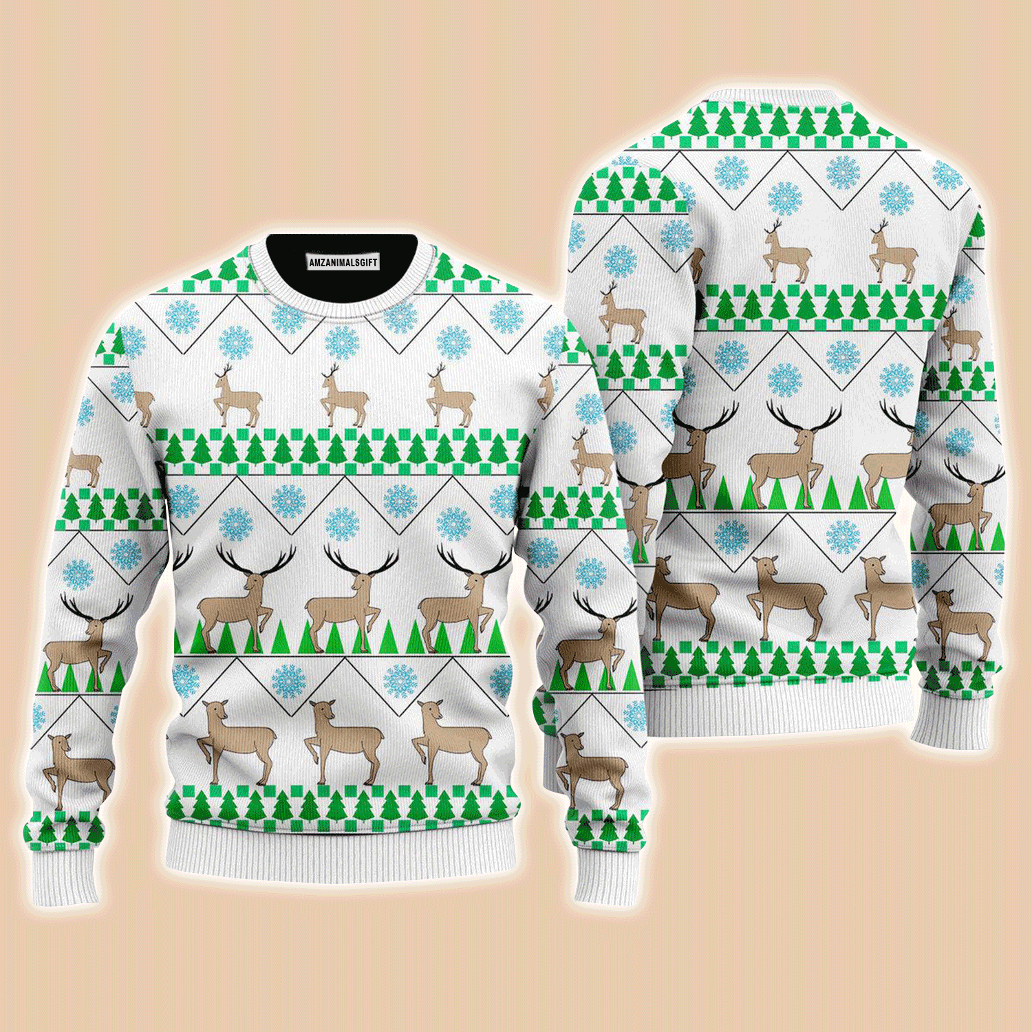 Christmas Deer Tree Sweater, Ugly Sweater For Men & Women, Perfect Outfit For Christmas New Year Autumn Winter
