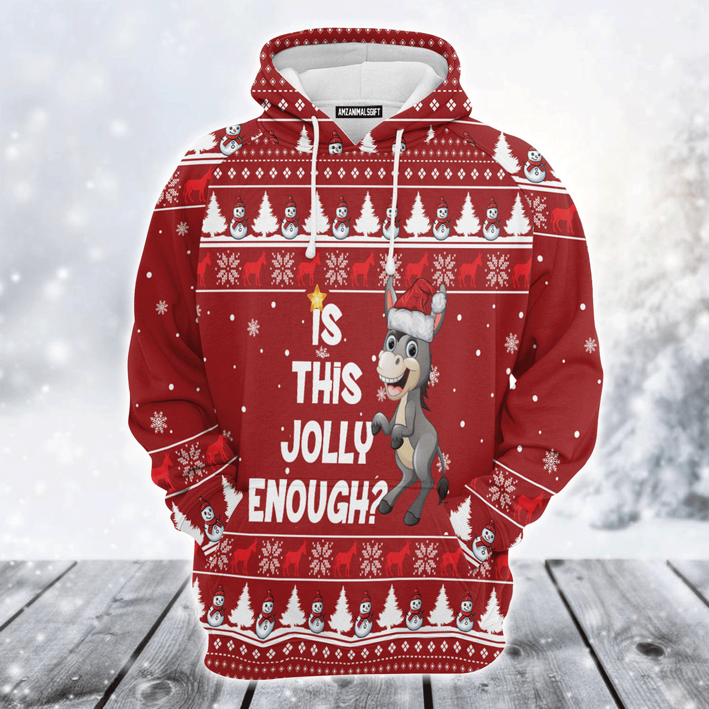 Donkey Premium Christmas Hoodie, Donkey Is This Jolly Enough Unisex Hoodie For Men & Women - Perfect Gift For Christmas, Donkey Lover