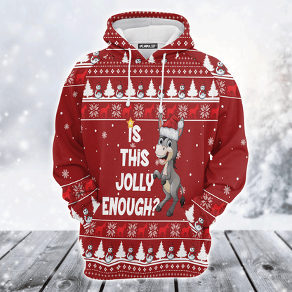 Donkey Premium Christmas Hoodie, Donkey Is This Jolly Enough Unisex Hoodie For Men & Women - Perfect Gift For Christmas, Donkey Lover