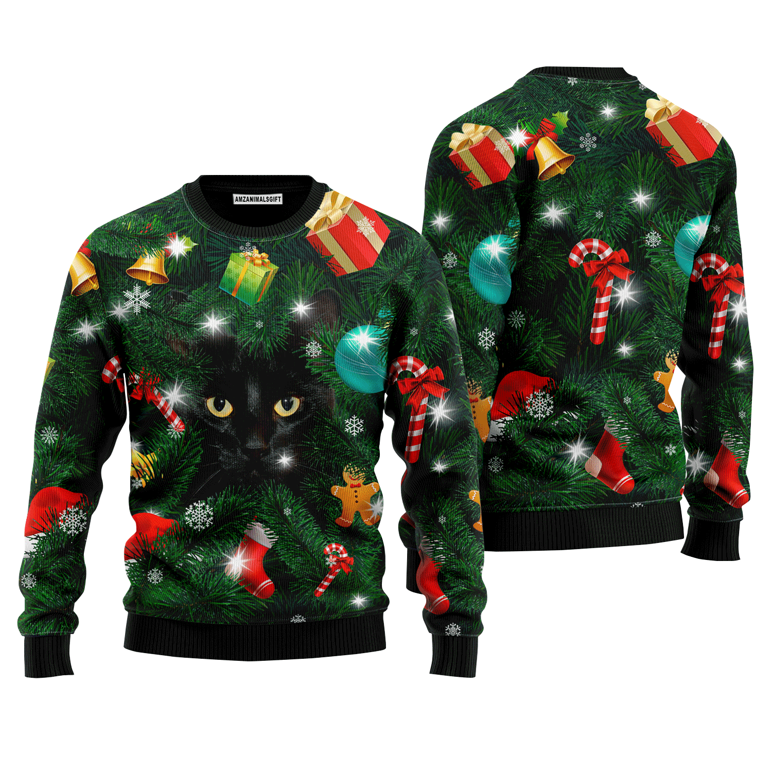 Black Cat Inside Tree Sweater, Ugly Christmas Sweater For Men & Women, Perfect Outfit For Christmas New Year Autumn Winter