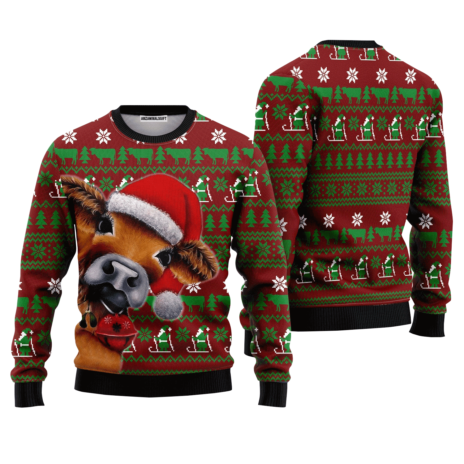 Cow Xmas Christmas Sweater, Ugly Sweater For Men & Women, Perfect Outfit For Christmas New Year Autumn Winter