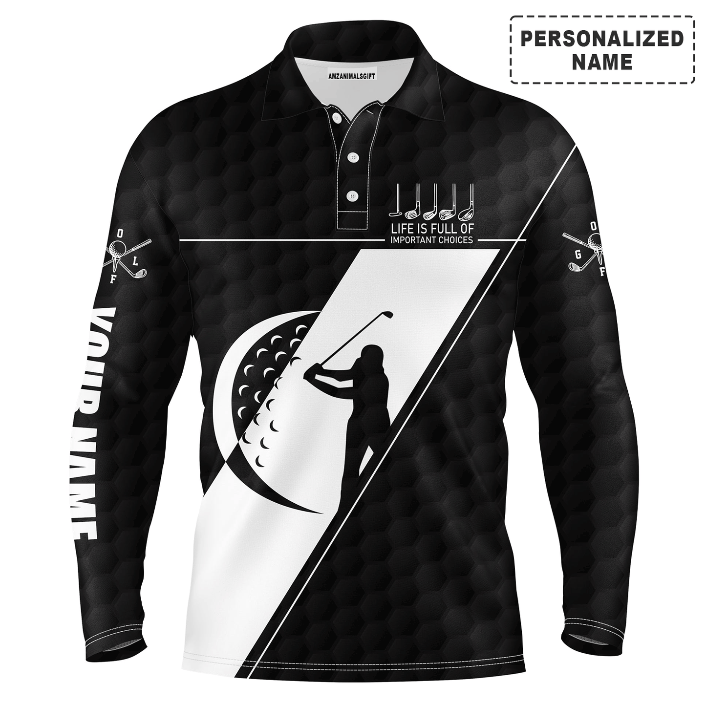 Custom Golf Long Sleeve Men Polo Shirt - Custom name, Life Is Full Of Important Choices Men Golf Polo Shirt- Perfect Polo Shirt For Men, Golfers