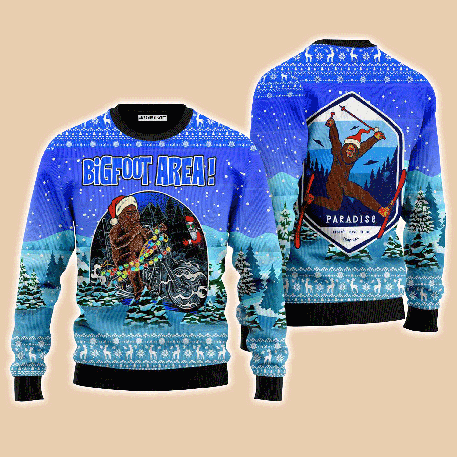 Bigfoot Area Motobike Sweater, Ugly Christmas Sweater For Men & Women, Perfect Outfit For Christmas New Year Autumn Winter