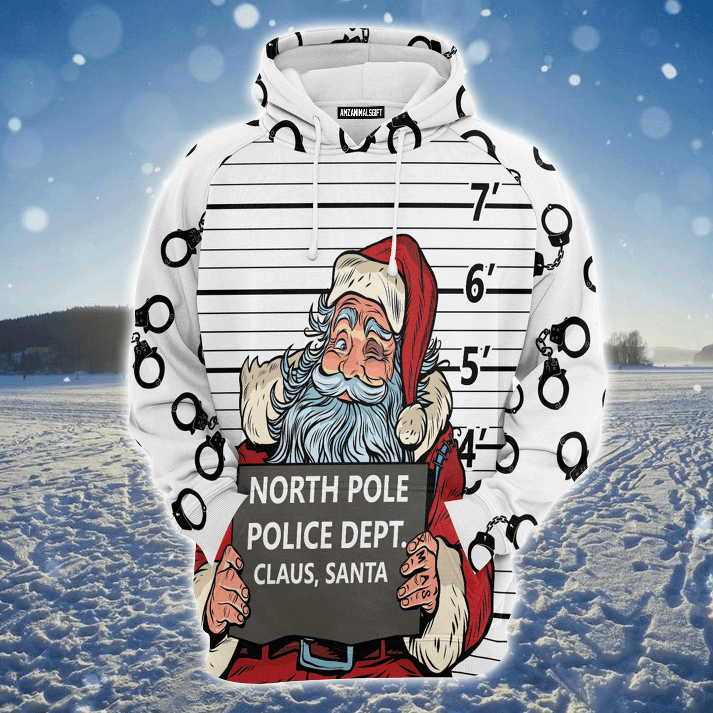 Santa Premium Christmas Hoodie, Funny Santa Arrested By North Pole Police Unisex Hoodie For Men & Women - Perfect Gift For Christmas, Santa Lover