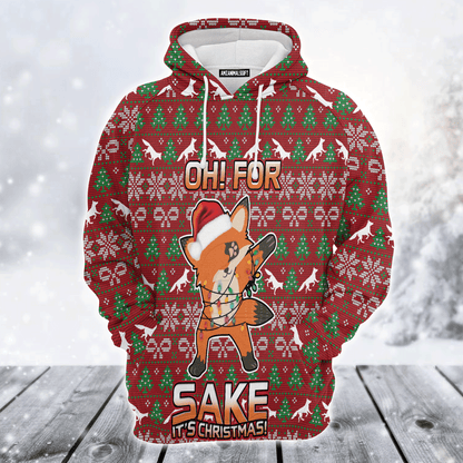 Fox Premium Christmas Hoodie, Oh For Fox Sake  It's Christmas Unisex Hoodie For Men & Women - Perfect Gift For Christmas, Friends, Family