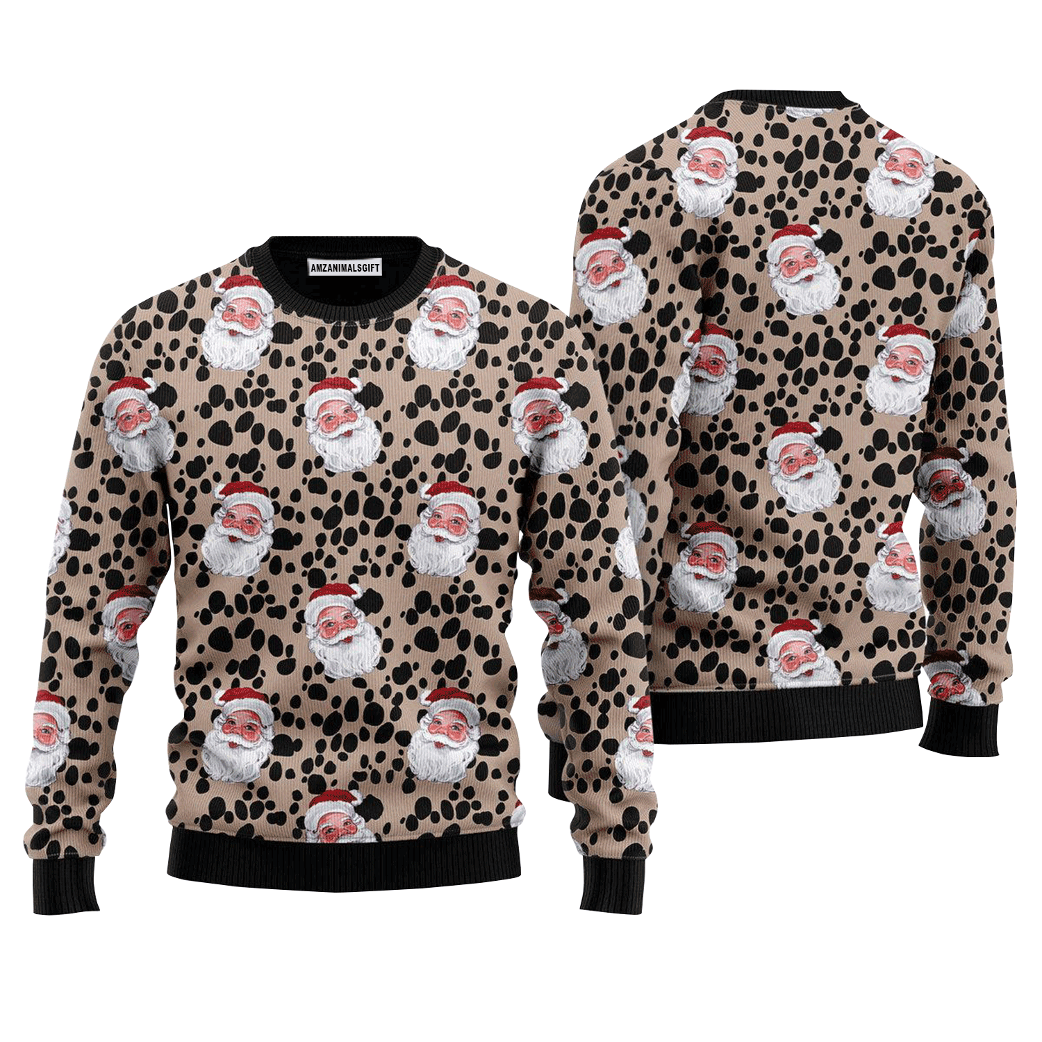 Funny Santa Dalmatian Pattern Sweater, Ugly Sweater For Men & Women, Perfect Outfit For Christmas New Year Autumn Winter