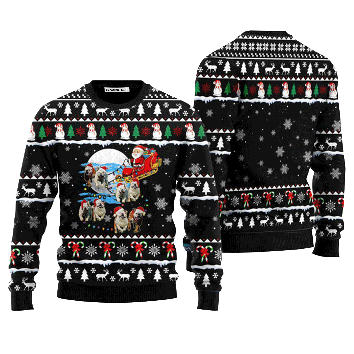 Bulldog Sweater Santa On Highway, Ugly Christmas Sweater For Men & Women, Perfect Outfit For Christmas New Year Autumn Winter