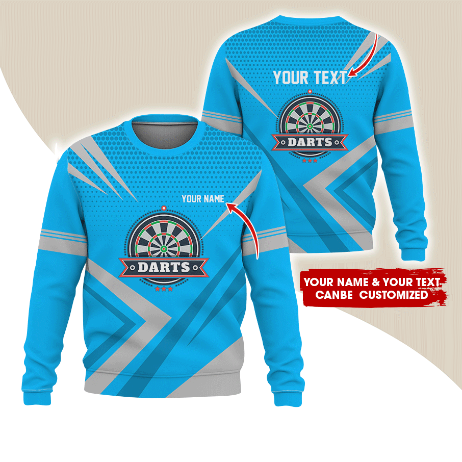 Customized Darts Sweatshirt, Personalized Name & Text Sweatshirt, 3 Star Darts Pattern Sweatshirt, Perfect Gift For Darts Lovers, Friend, Family