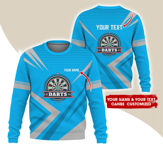 Customized Darts Sweatshirt, Personalized Name & Text Sweatshirt, 3 Star Darts Pattern Sweatshirt, Perfect Gift For Darts Lovers, Friend, Family