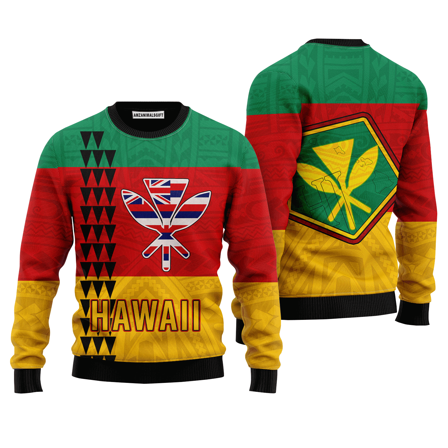 Hawaii Kanaka Flag Sweater, Ugly Sweater For Men & Women, Perfect Outfit For Christmas New Year Autumn Winter