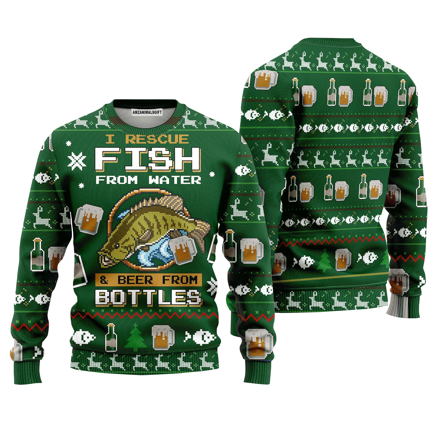 Funny Fish And Beer Sweater I rescue Fish From Water, Ugly Sweater For Men & Women, Perfect Outfit For Christmas New Year Autumn Winter