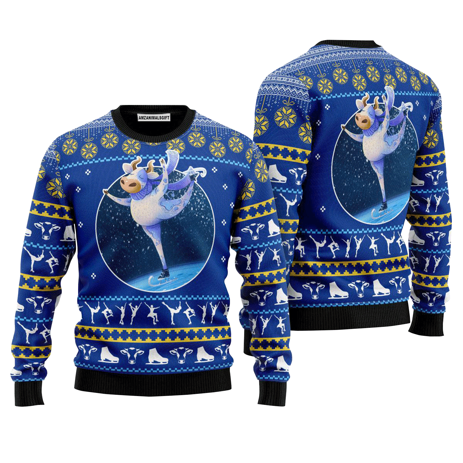 Cows Ice Skating Ugly Christmas Sweater, Ugly Sweater For Men & Women, Perfect Outfit For Christmas New Year Autumn Winter