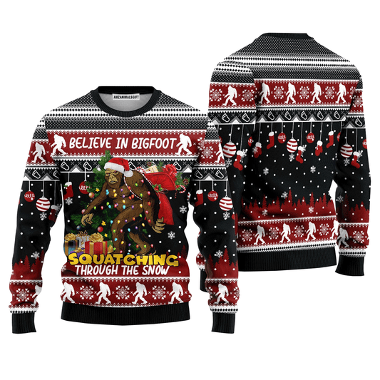 Bigfoot Sweater Believe In Bigfoot Squatching, Ugly Sweater For Men & Women, Perfect Outfit For Christmas New Year Autumn Winter