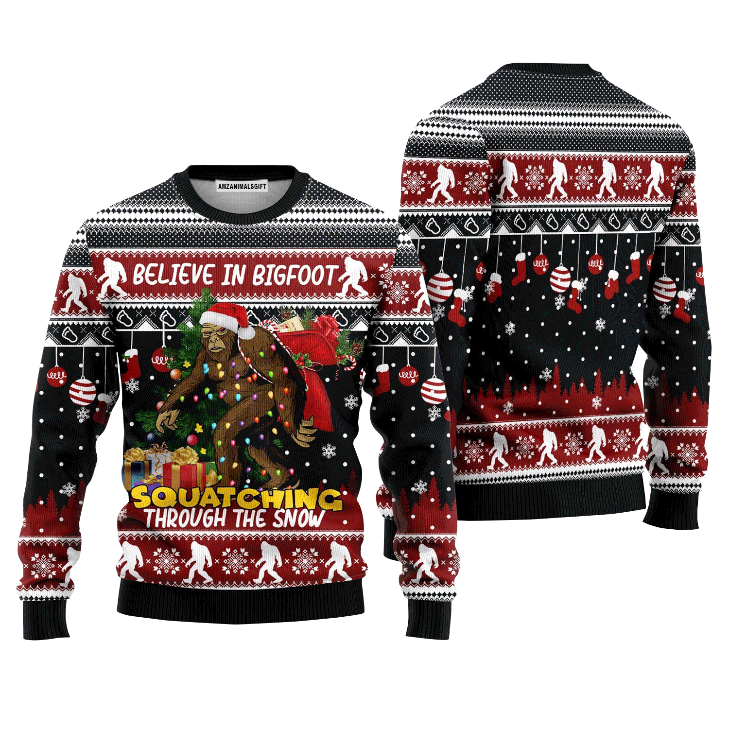 Bigfoot Sweater Believe In Bigfoot Squatching, Ugly Sweater For Men & Women, Perfect Outfit For Christmas New Year Autumn Winter