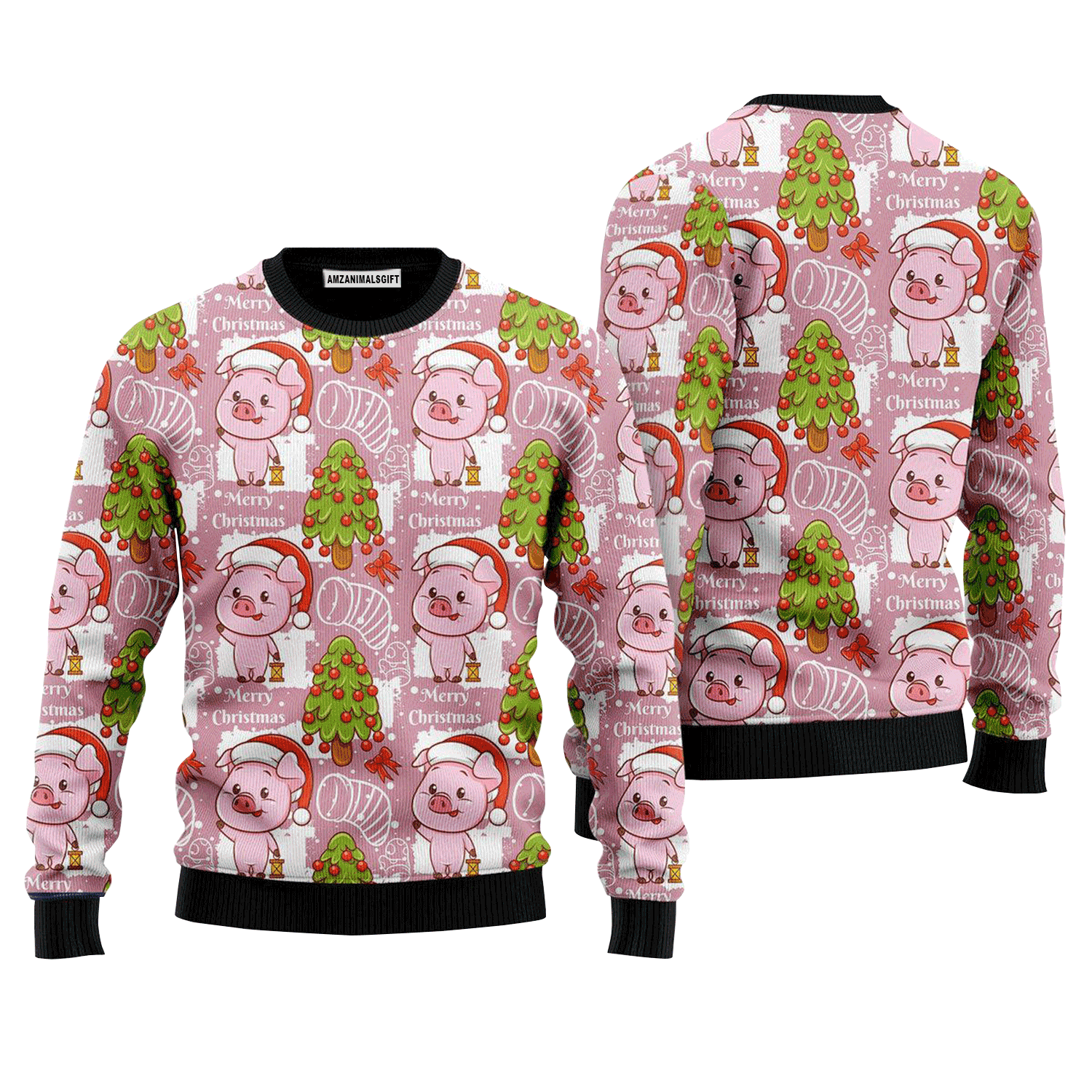 Lovely Pig On Pink Sweater, Ugly Sweater For Men & Women, Perfect Outfit For Christmas New Year Autumn Winter