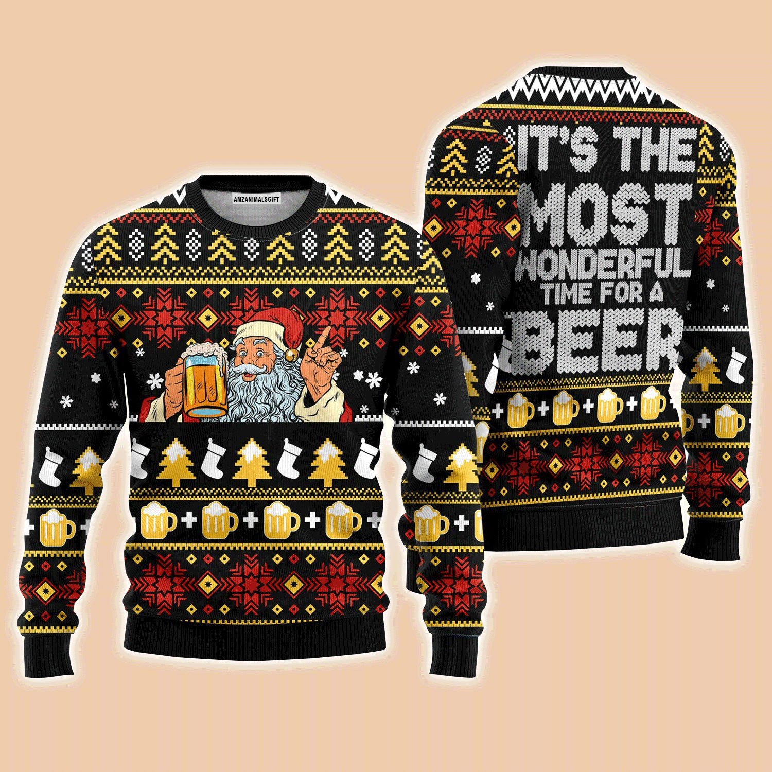 Santa Beer Christmas Sweater It's The Most Time For A Beer, Ugly Christmas Sweater For Men & Women, Perfect Outfit For Christmas New Year Autumn Winter