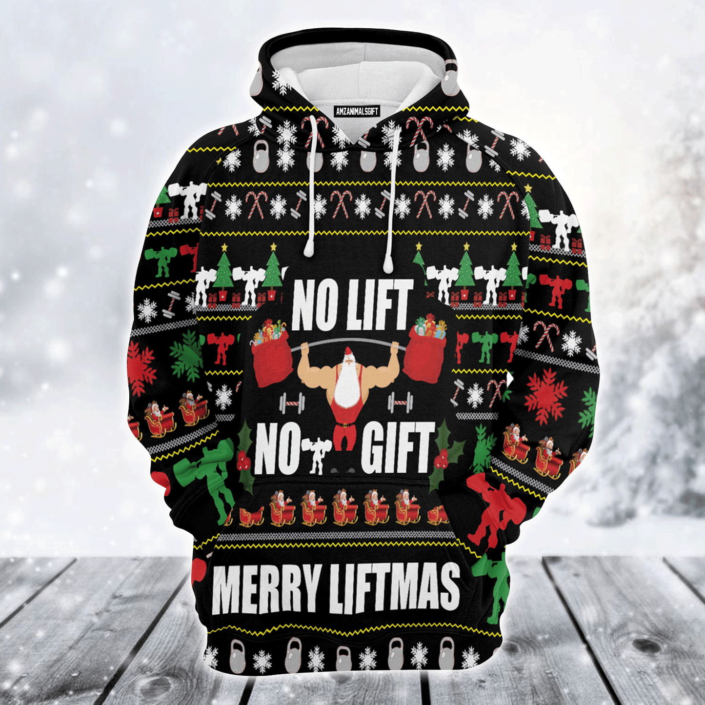 Gym Santa Premium Christmas Hoodie, No Lift No Gift Merrt Liftmas Unisex Hoodie For Men & Women - Perfect Gift For Christmas, Family