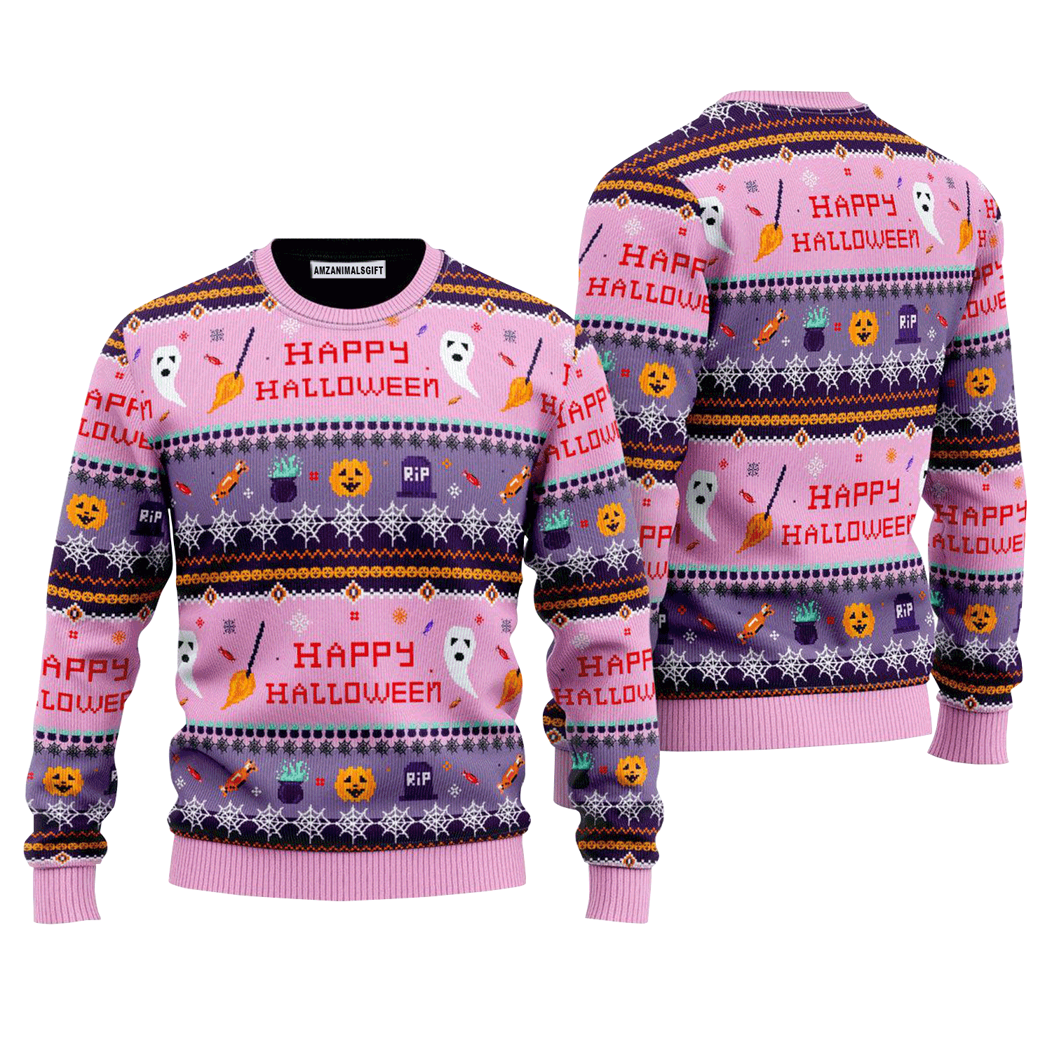 Funny Halloween Pixel Pattern Sweater, Ugly Sweater For Men & Women, Perfect Outfit For Christmas New Year Autumn Winter