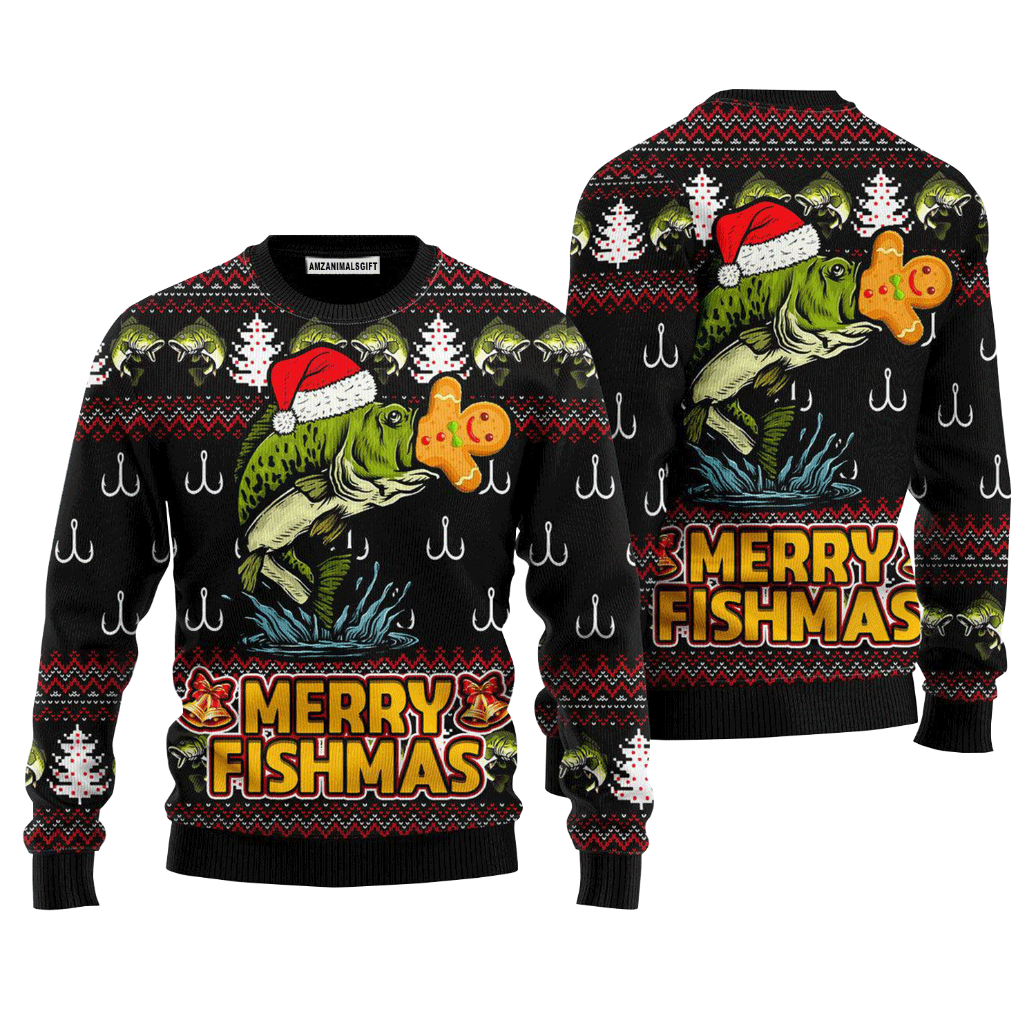 Merry Fishmas Sweater Christmas Pattern, Ugly Sweater For Men & Women, Perfect Outfit For Christmas New Year Autumn Winter
