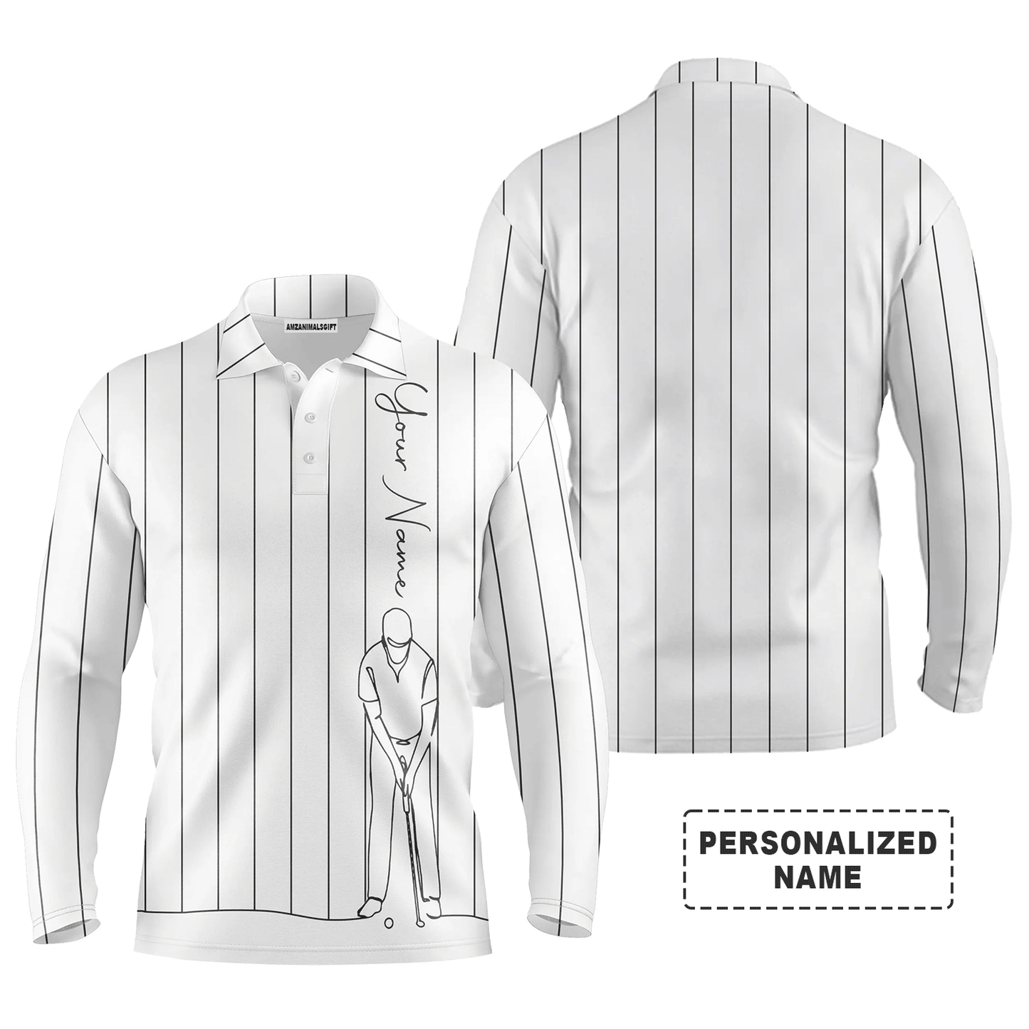 Custom Golf Long Sleeve Men Polo Shirt - Custom Name Apparel  Men Polo Shirt - Personalized Gift For Men, Golf Lover
