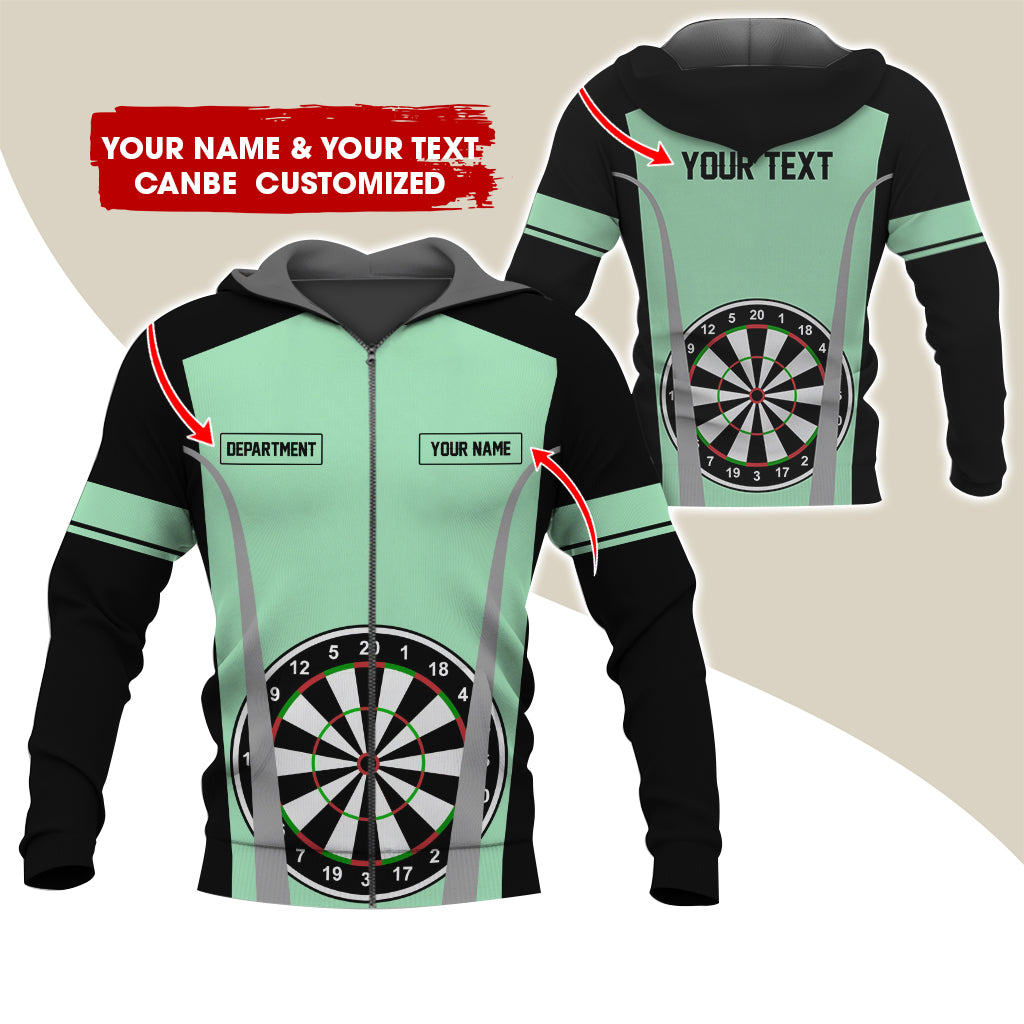 Customized Name, Text & Department Darts Premium Zip Hoodie, Personalized Darts Team Zip Hoodie For Men & Women - Gift For Darts Lovers, Darts Players