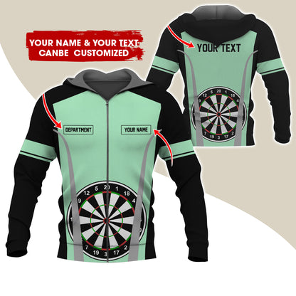 Customized Name, Text & Department Darts Premium Zip Hoodie, Personalized Darts Team Zip Hoodie For Men & Women - Gift For Darts Lovers, Darts Players