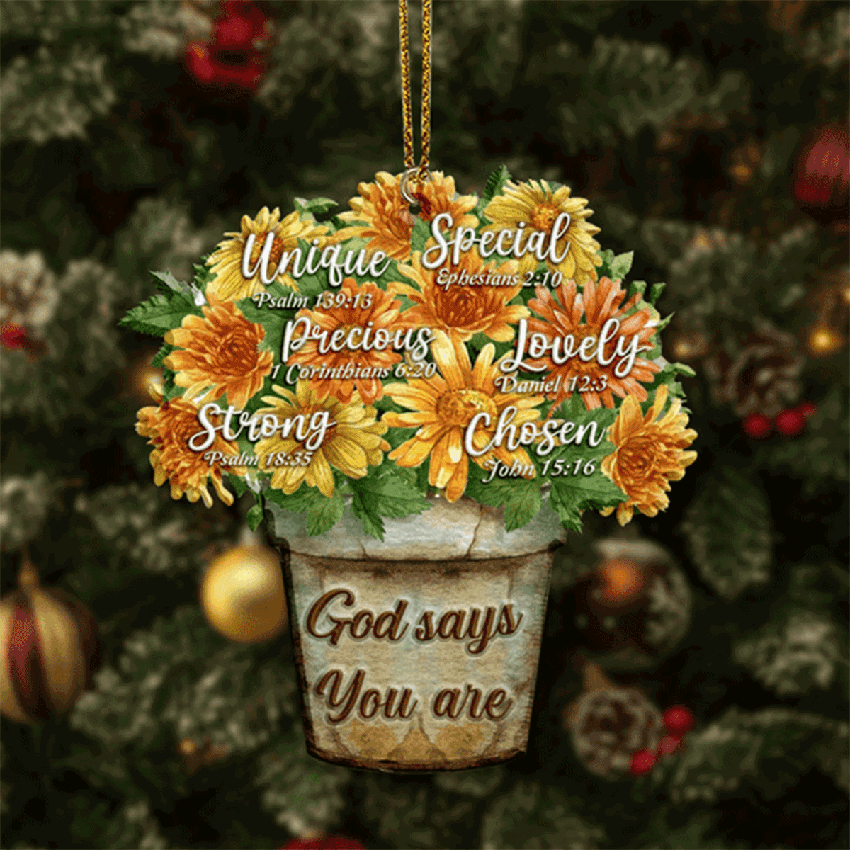 Jesus Acrylic Ornament, Sunflower Floral God Says You Are Acrylic Ornament For Christian, God Faith Believers, Holiday Decor