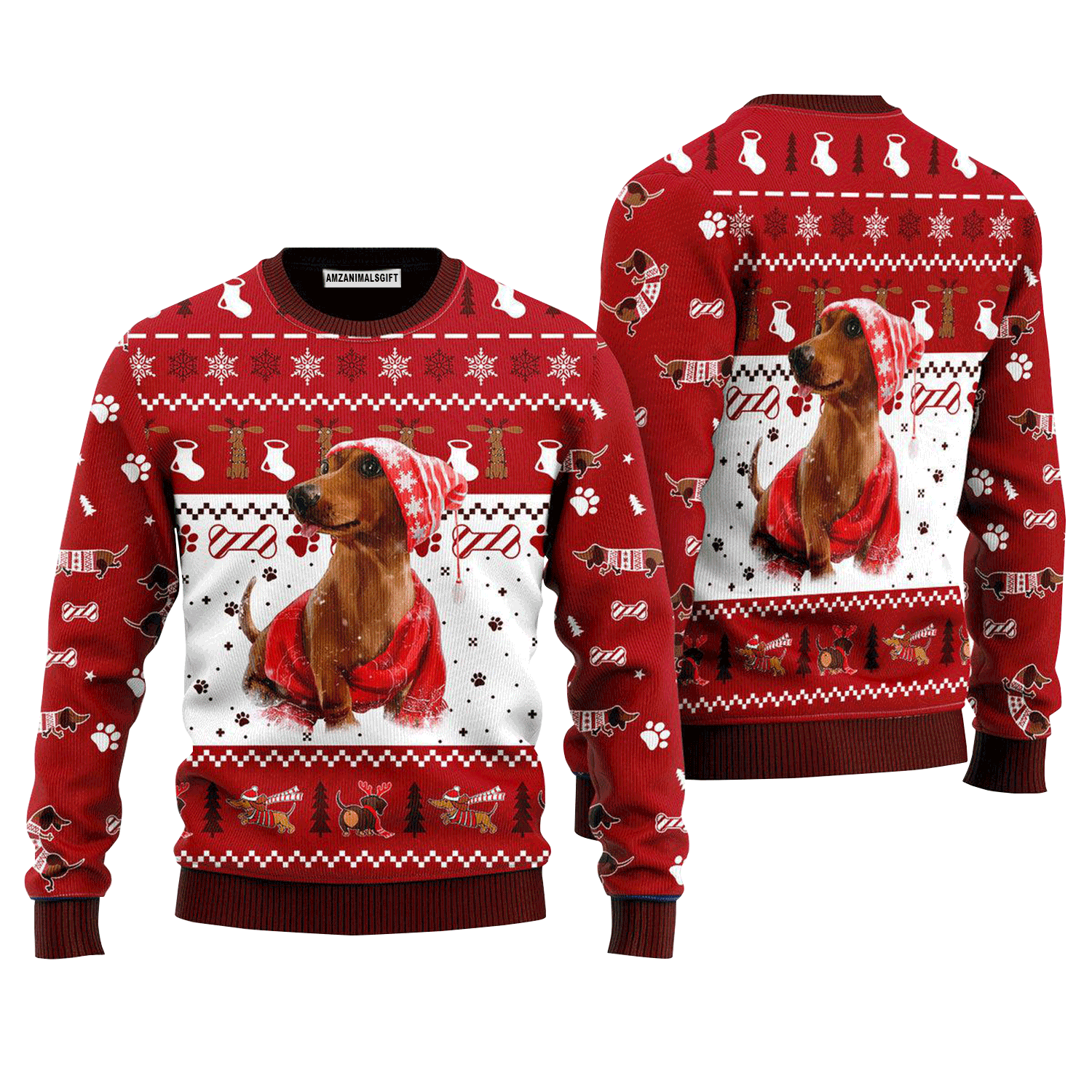 Holiday Dachshund Sweater, Ugly Sweater For Men & Women, Perfect Outfit For Christmas New Year Autumn Winter