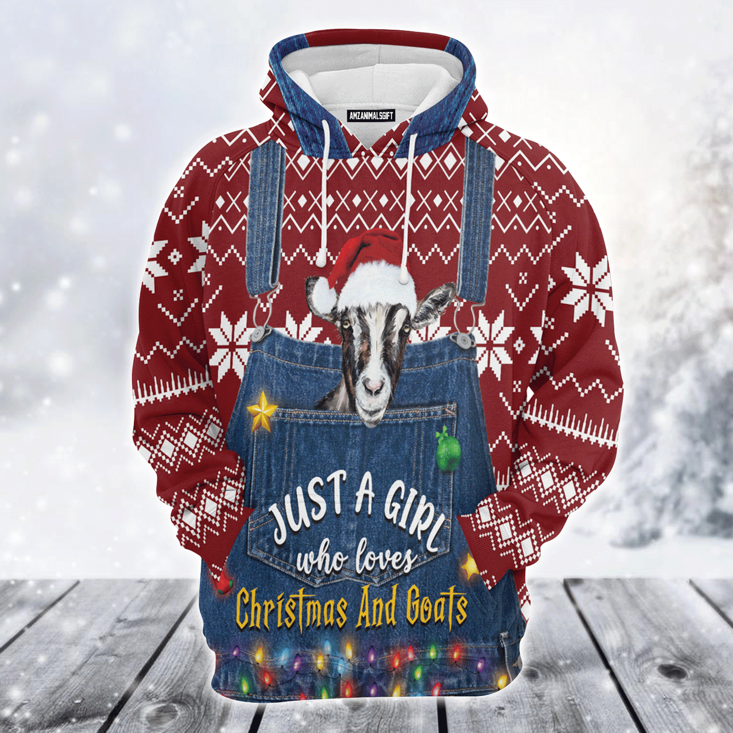 Funny Goat Premium Christmas Hoodie, Just A Girl Who Loves Christmas And Goats Unisex Hoodie For Men & Women - Perfect Gift For Christmas, Goat Lover