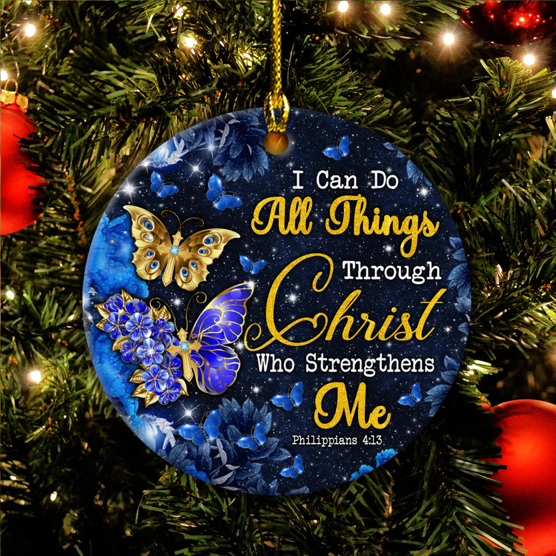 I Can Do All Things Through Christ Who Strengthens Me Jesus Circle Ceramic Ornament - Gift For Jesus Lovers, God Faith Believers, God Lovers