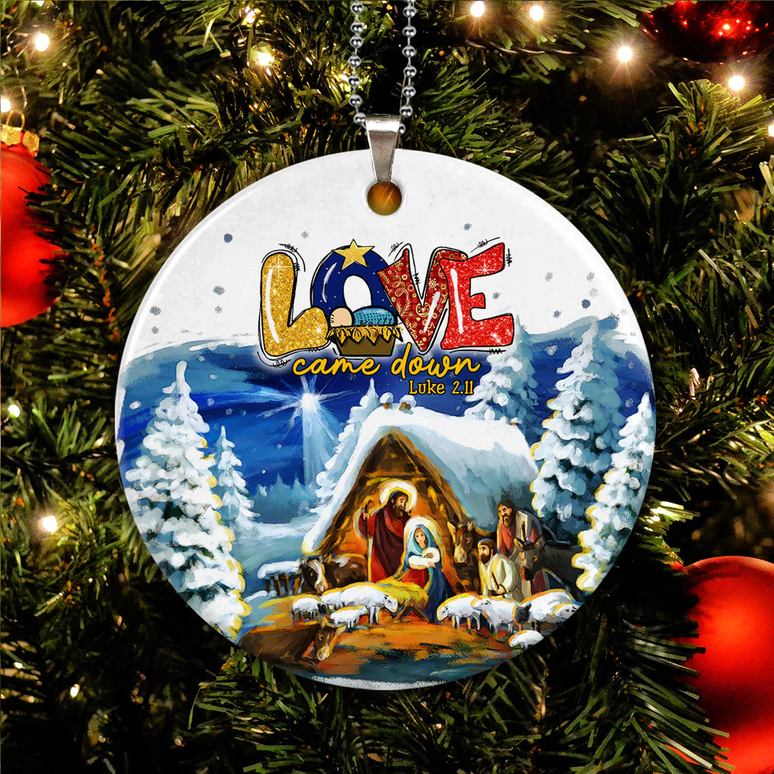 Love Came Down Jesus Circle Ceramic Ornament - Gift For Jesus Lovers, God Faith Believers, God Lovers, Christian Gifts, Home Decoration