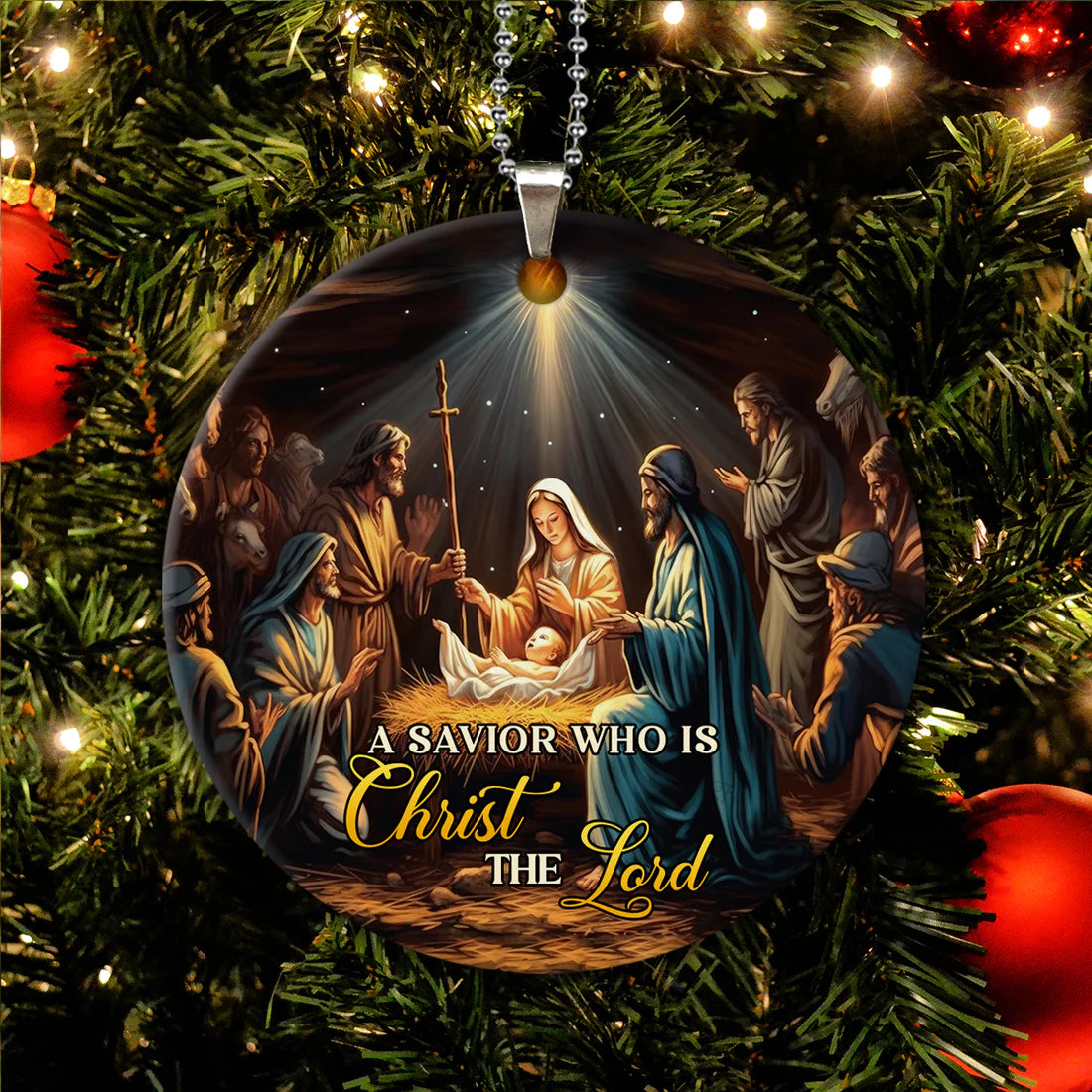 A Savior Who Is Christ The Lord Circle Ceramic Ornament - Gift For Gift For Book Lovers, Librarians, Christmas Gifts, Home Decoration