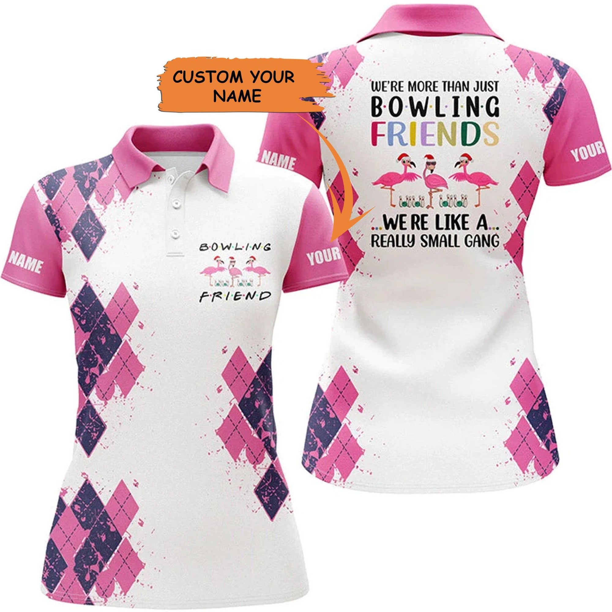 Customized Name Bowling Women Polo Shirt, Personalized We're More Than Just Bowling Friends Flamingo - Gift For Women, Bowling Lovers, Bowlers