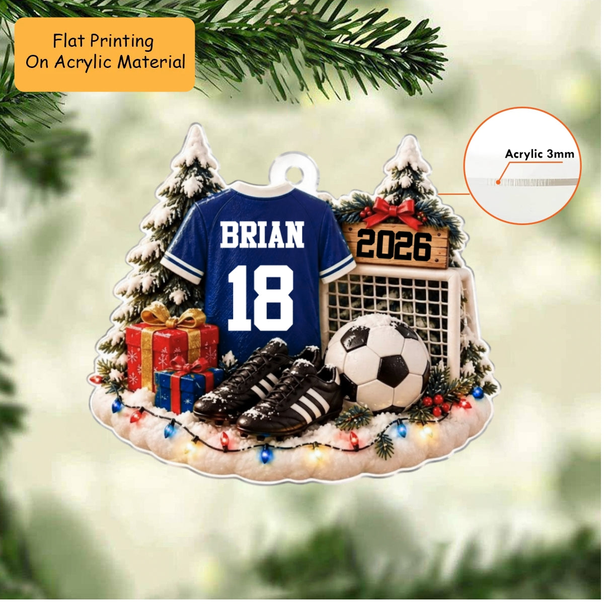 Personalized Soccer Christmas Ornament, Soccer Things Christmas, Custom Ornament Christmas Gift, Keychain Soccer, Car Ornament Soccer