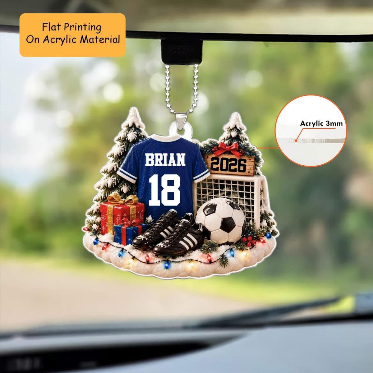 Personalized Soccer Christmas Ornament, Soccer Things Christmas, Custom Ornament Christmas Gift, Keychain Soccer, Car Ornament Soccer