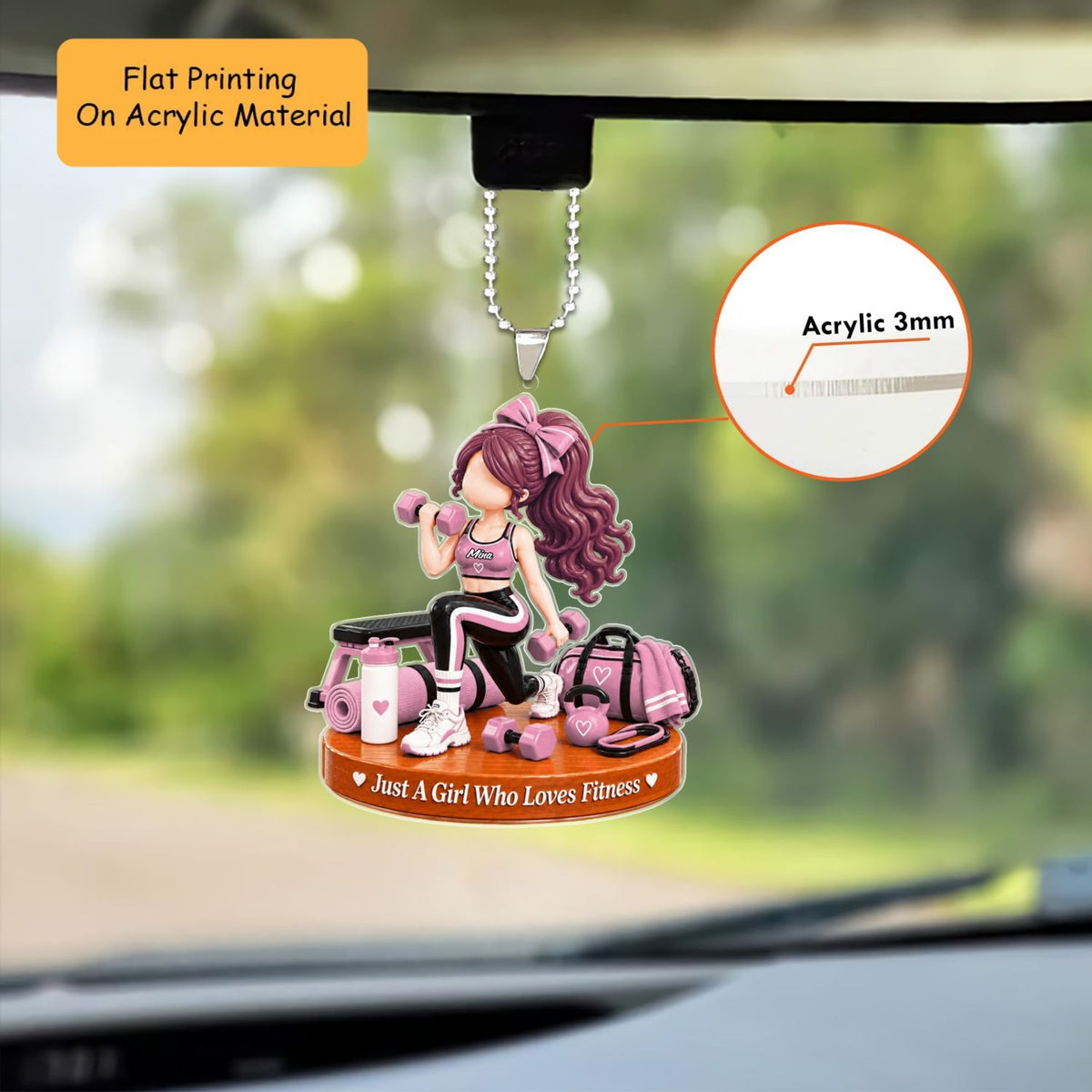 Personalized Fitness Christmas Flat Printed Acrylic Ornament, Lunge Workout Setup, Custom Ornament Christmas Gift, Keychain Fitness, Car Ornament Fitness