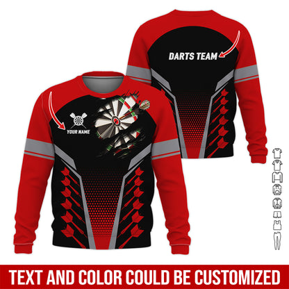 Customized Name & Team Darts Long Sleeved Shirt, Personalized Name Darts Team Uniforms Shirts For Men & Women - Gift For Darts Lovers, Darts Players
