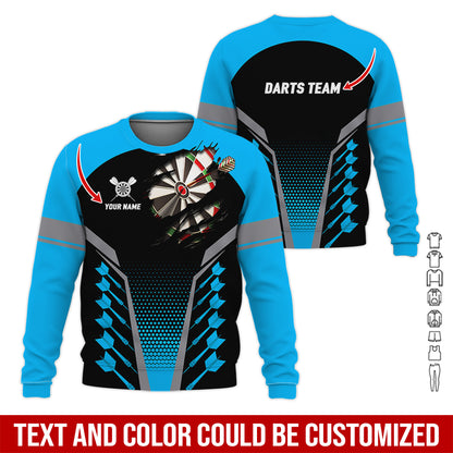 Customized Name & Team Darts Long Sleeved Shirt, Personalized Name Darts Team Uniforms Shirts For Men & Women - Gift For Darts Lovers, Darts Players