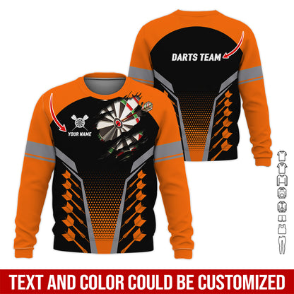 Customized Name & Team Darts Long Sleeved Shirt, Personalized Name Darts Team Uniforms Shirts For Men & Women - Gift For Darts Lovers, Darts Players