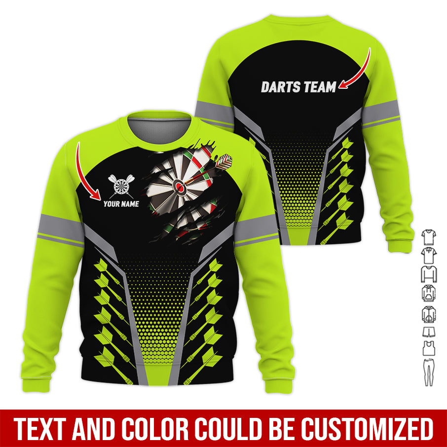 Customized Name & Team Darts Long Sleeved Shirt, Personalized Name Darts Team Uniforms Shirts For Men & Women - Gift For Darts Lovers, Darts Players
