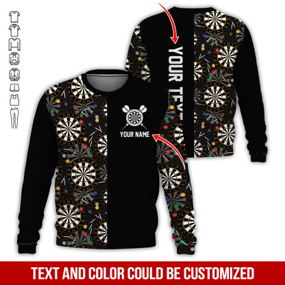 Personalized Name & Text Darts Sweatshirt, Customized Name Watercolor Dartboard Sweatshirt For Men & Women - Gift For Darts Lovers, Darts Players