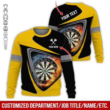 Personalized Name & Text Darts Sweatshirt, Customized Name Ice & Fire Dartboard Sweatshirt For Men & Women - Gift For Darts Lovers, Darts Players