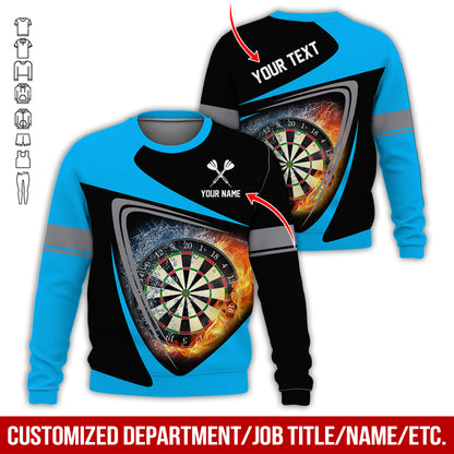 Personalized Name & Text Darts Sweatshirt, Customized Name Ice & Fire Dartboard Sweatshirt For Men & Women - Gift For Darts Lovers, Darts Players