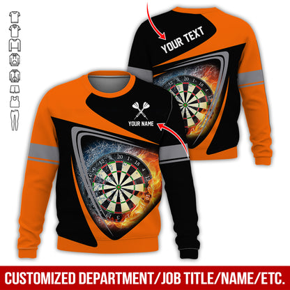 Personalized Name & Text Darts Sweatshirt, Customized Name Ice & Fire Dartboard Sweatshirt For Men & Women - Gift For Darts Lovers, Darts Players