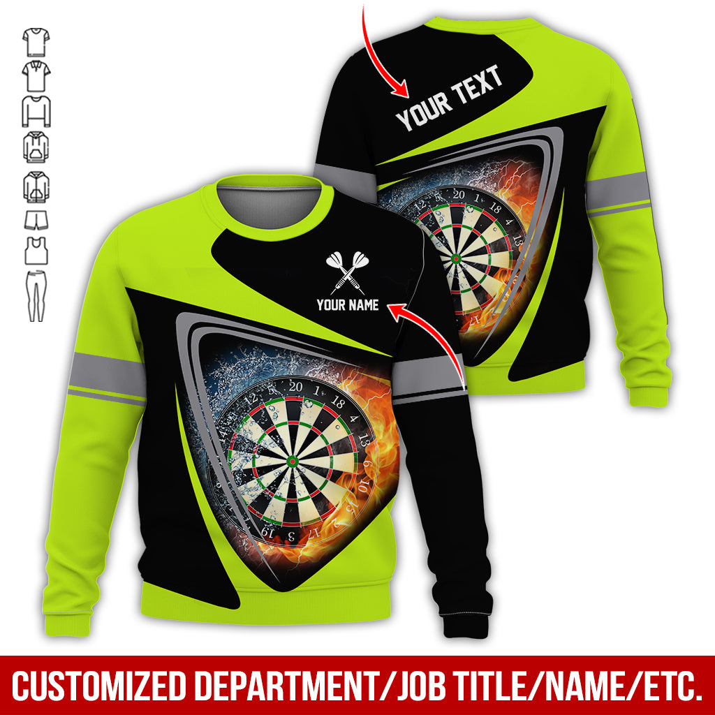 Personalized Name & Text Darts Sweatshirt, Customized Name Ice & Fire Dartboard Sweatshirt For Men & Women - Gift For Darts Lovers, Darts Players