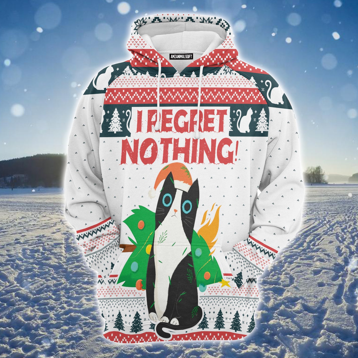 Black Cat Premium Christmas Hoodie, Cat I Regret Nothing Unisex Hoodie For Men & Women - Perfect Gift For Christmas, Black Cat Lovers, Cat Lovers