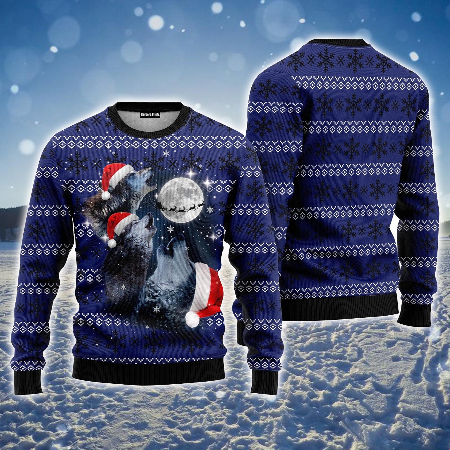Wolf Under The Moon Christmas Ugly Sweater For Men & Women, Perfect Outfit For Christmas New Year Autumn Winter
